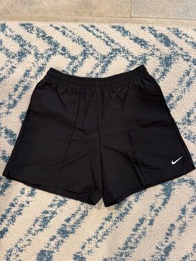 NIKE Black Nylon Shorts with White Swoosh